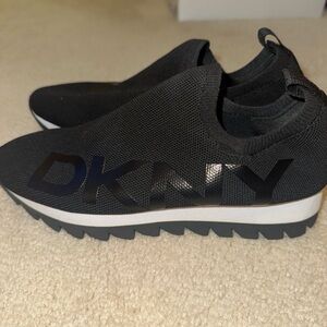 DKNY Black Mesh Slip-On Shoes